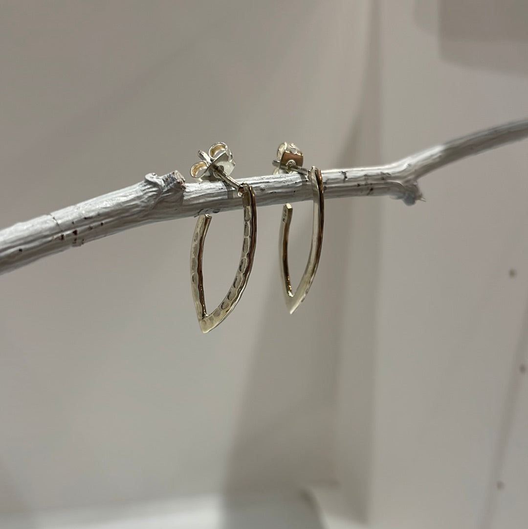 Saha Small Marquise Hammered Silver Stud Earrings