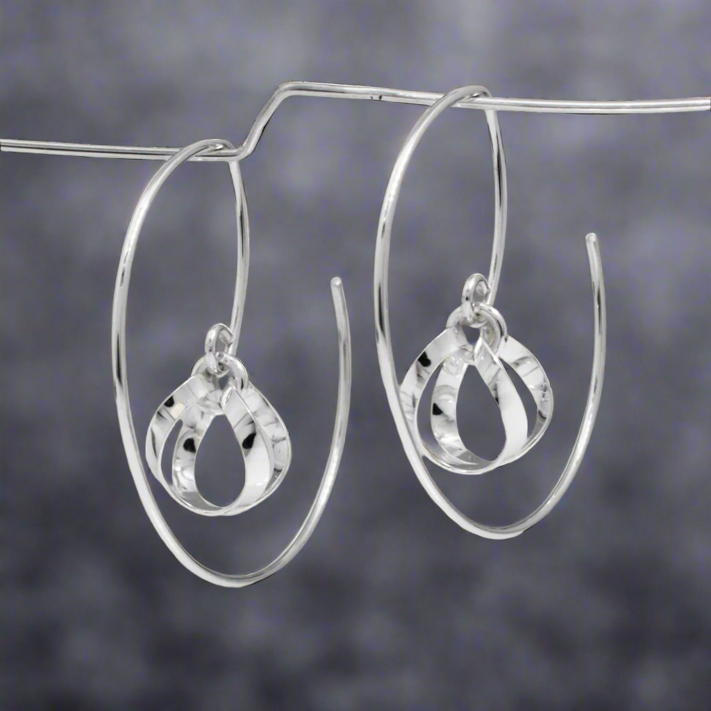AYA Dew Drop Reverse Silver Hoop Earrings