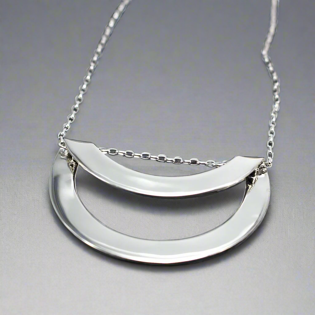 AYA Large Round Off-Center Folded Silver Pendant