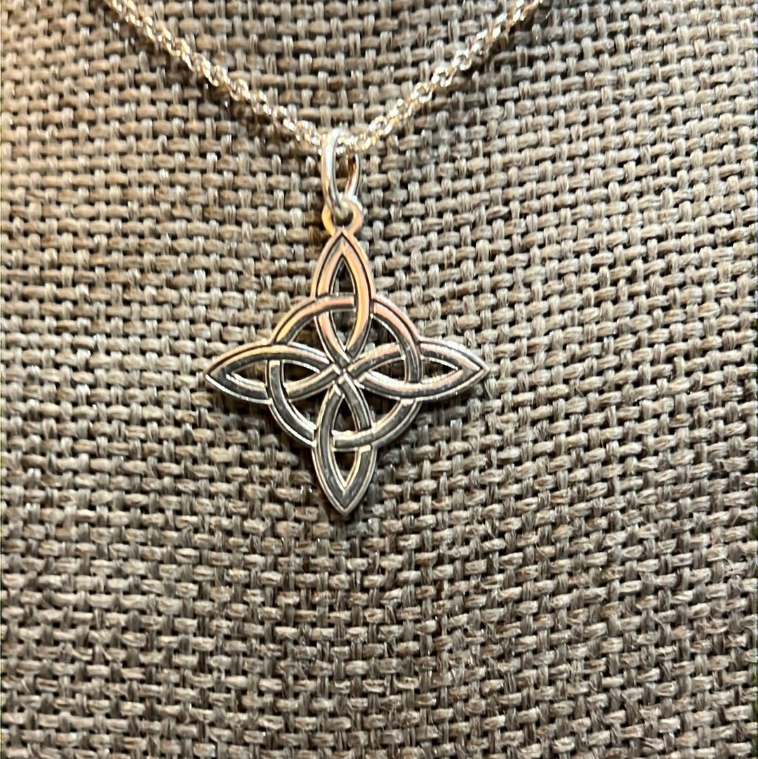 Celtic Knot North Star & Circle Small Silver Pendant