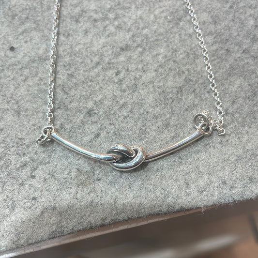 Aran - Single Knot Silver Necklace