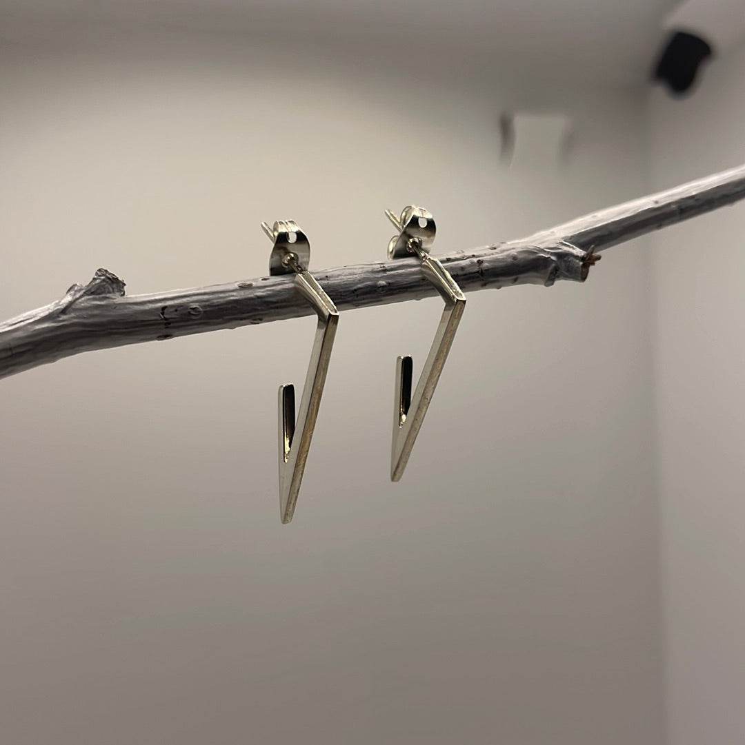 Saha Small Bolt Silver Stud Earrings