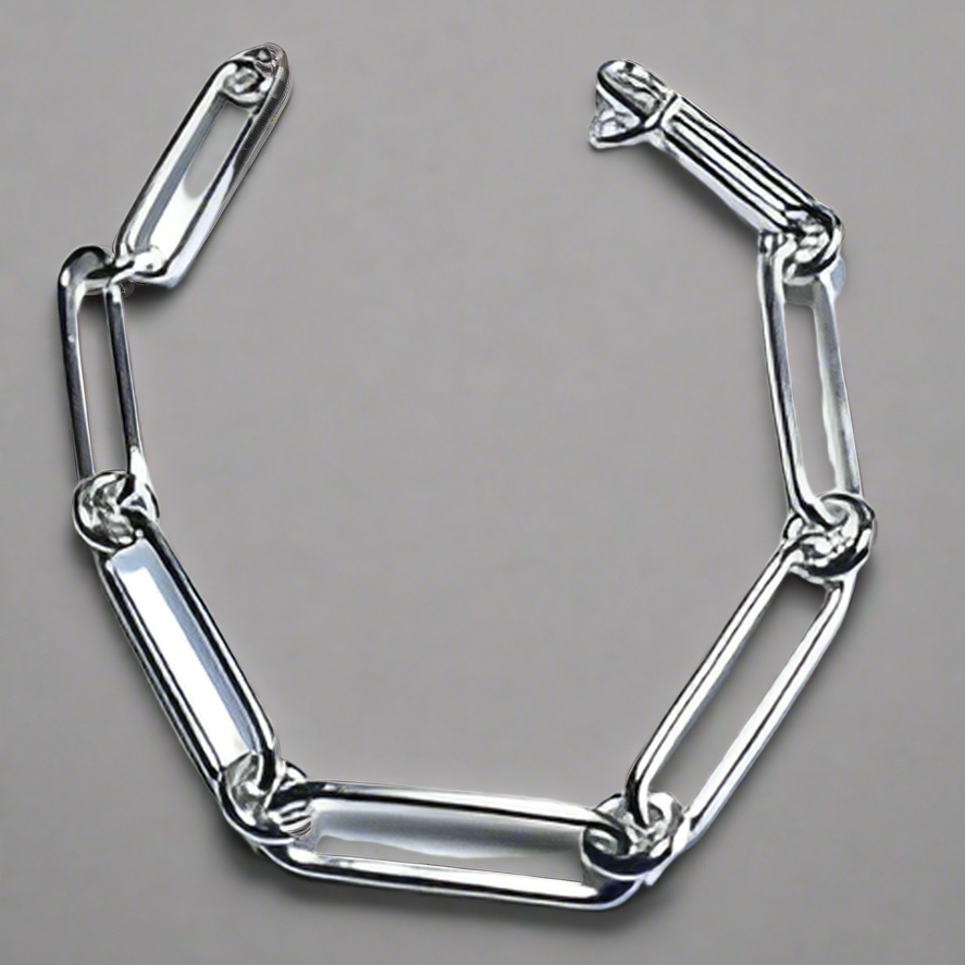 Áine Paper Clip Link Silver Bracelet