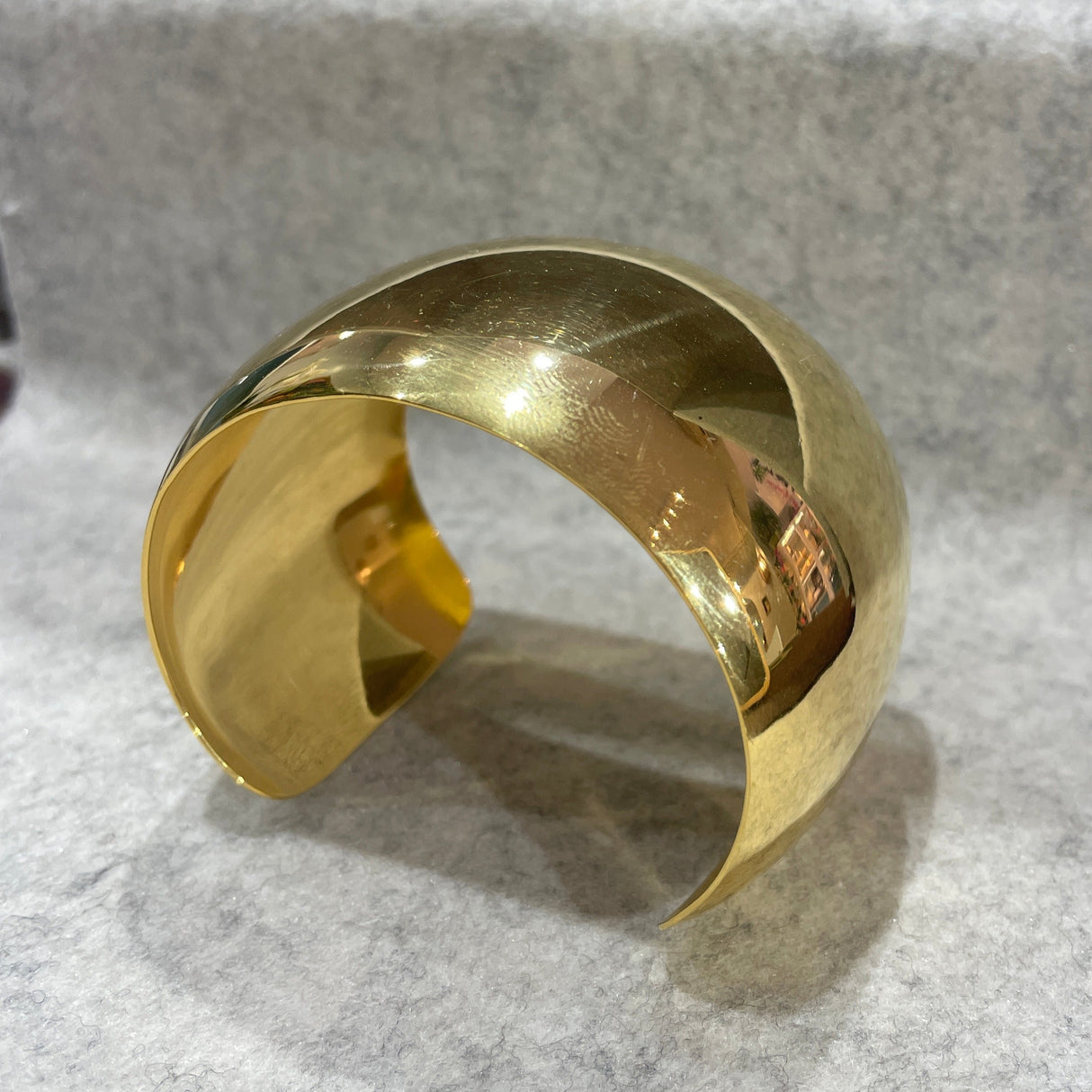 Grian Gold Plated Wide Dome Cuff Polished Bracelet