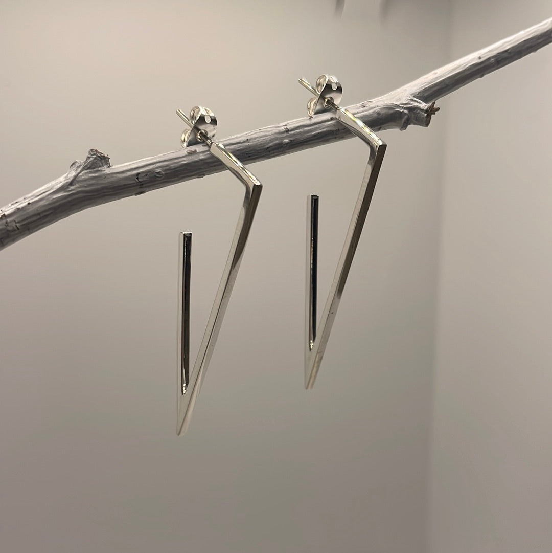 Saha Large Bolt Silver Stud Earrings