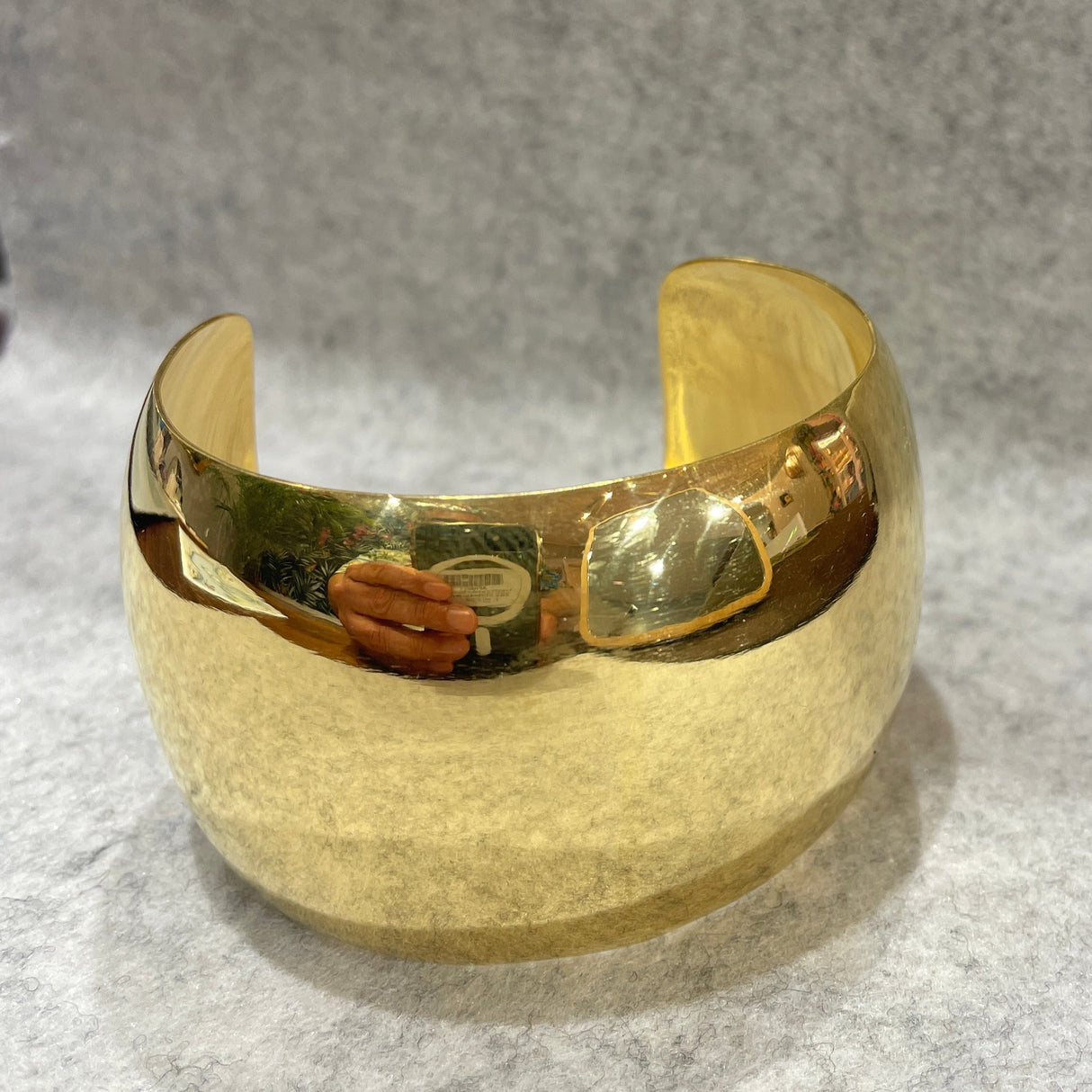 Grian Gold Plated Wide Dome Cuff Polished Bracelet