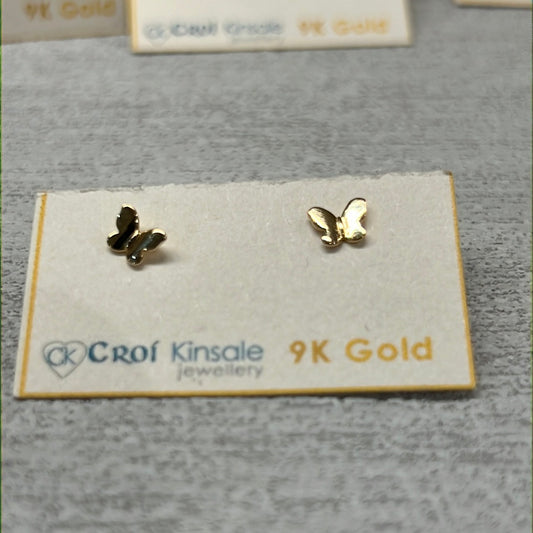 Butterfly 9Ct Yellow Gold Stud Earrings