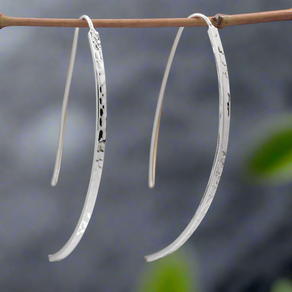 Uisce Waterfall Hammered Silver Dangle Earrings