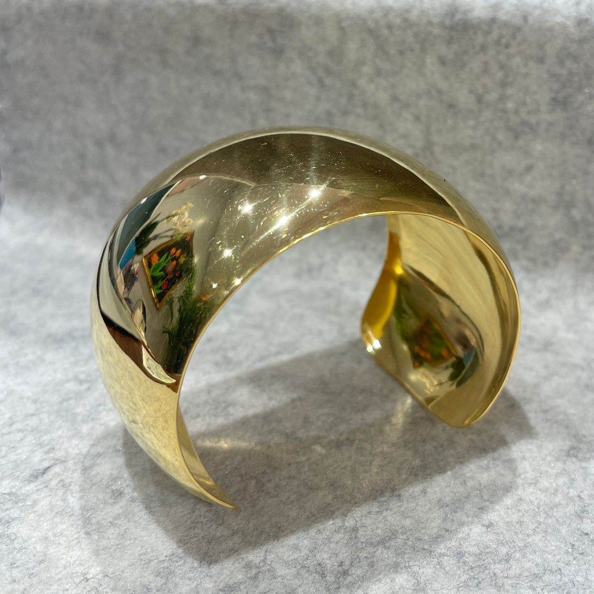 Grian Gold Plated Wide Dome Cuff Polished Bracelet