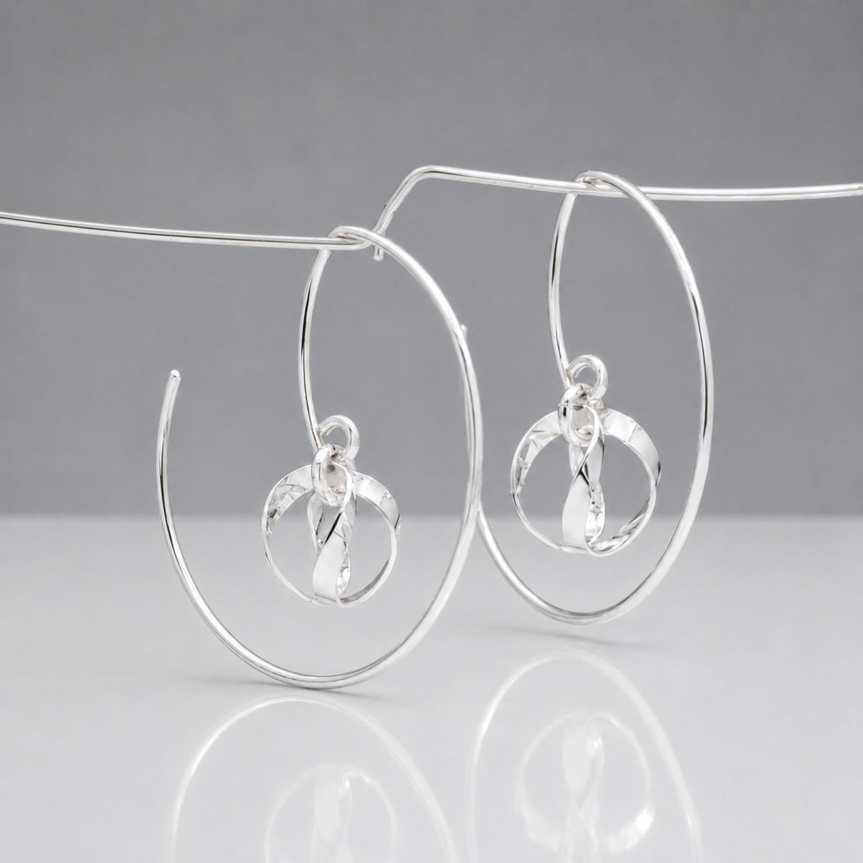 AYA Dew Drop Reverse Silver Hoop Earrings