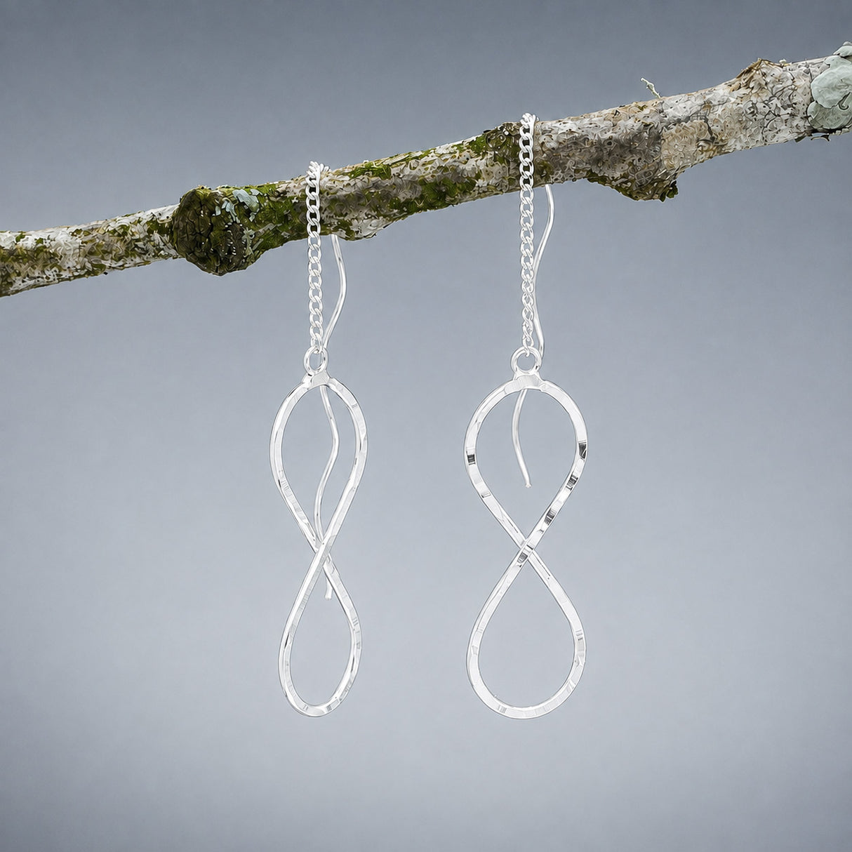 Áine Infinity Threader Silver Dangle Earrings