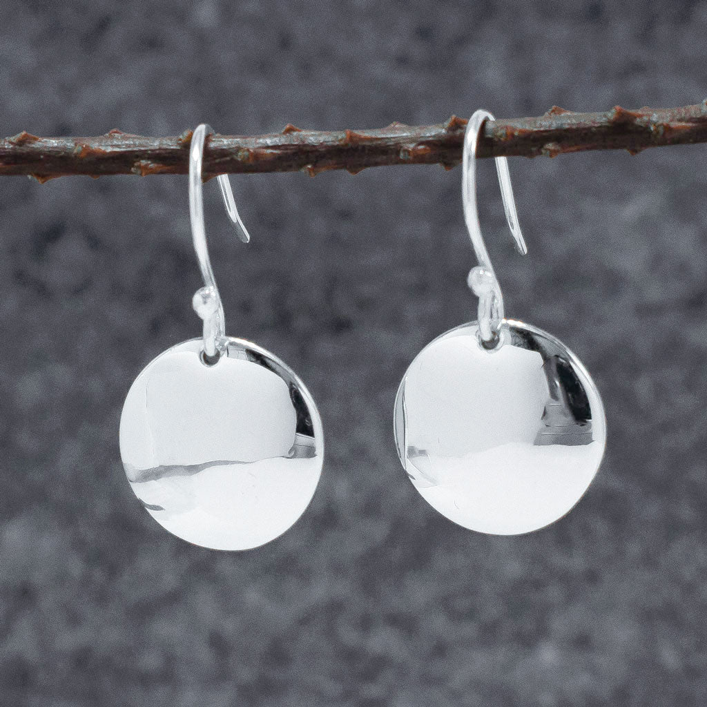 Artemis Disc Silver Dangle Earrings