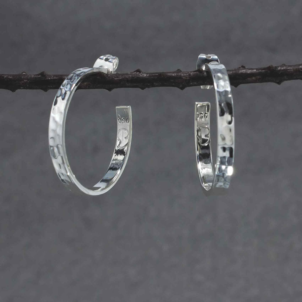 Artemis Small Nabyla Hammered Hoop Silver Stud Earrings