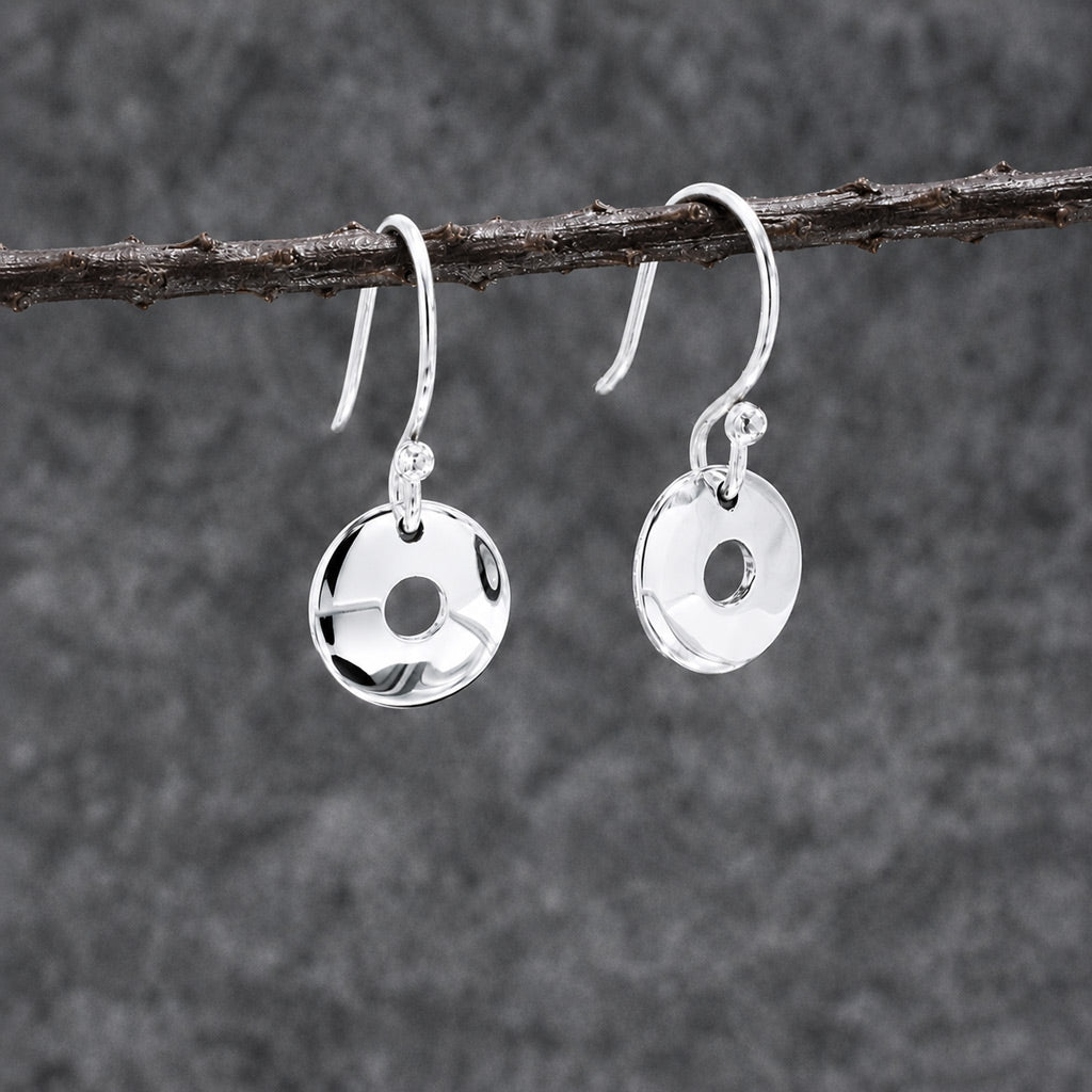 Artemis Small Off-Center Disc Silver Dangle Earrings