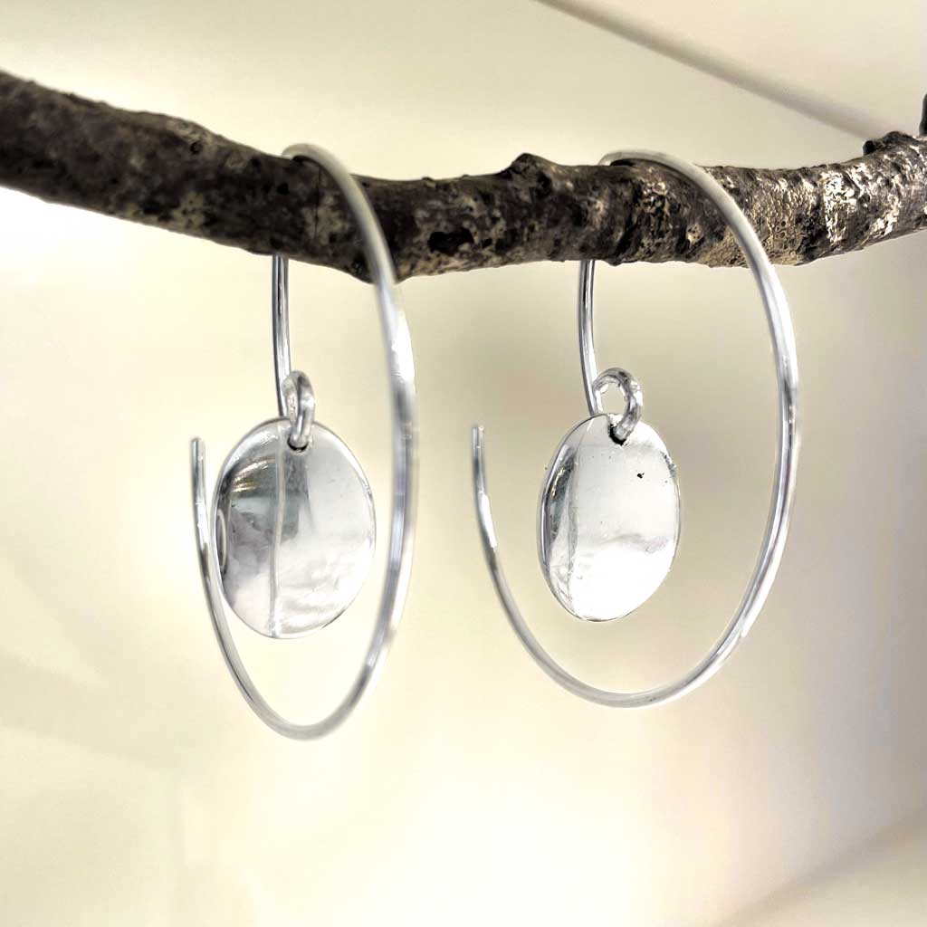 Artemis Small Oval Reverse Silver Hoop Earrings
