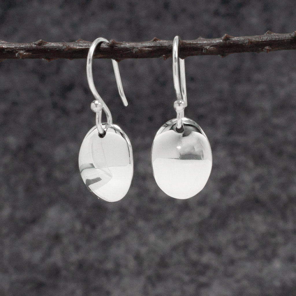 Artemis Small Oval Silver Dangle Earrings