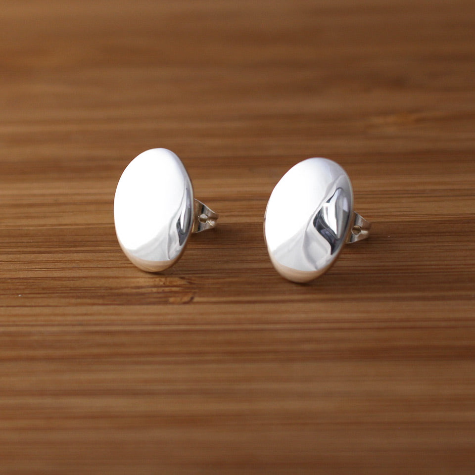 Artemis Small Oval Silver Stud Earrings