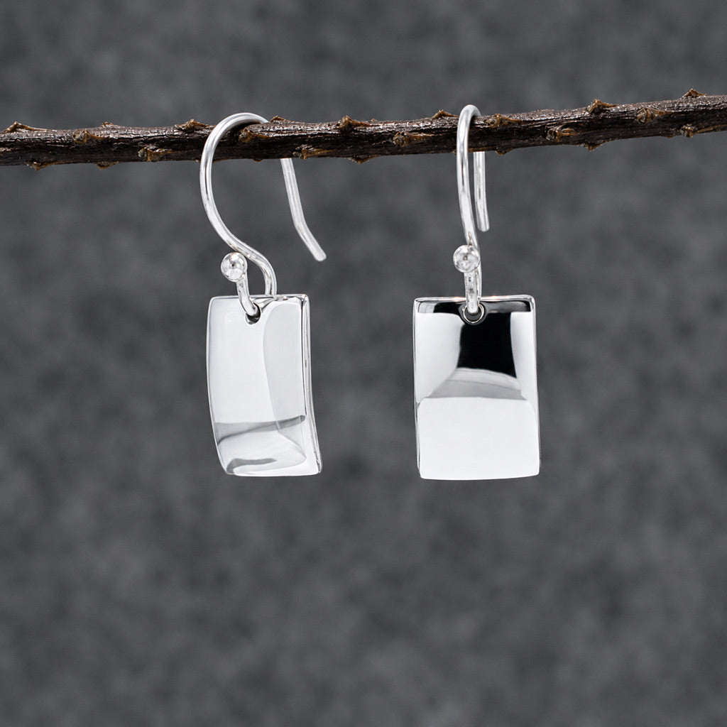Artemis Small Rectangle Silver Dangle Earrings