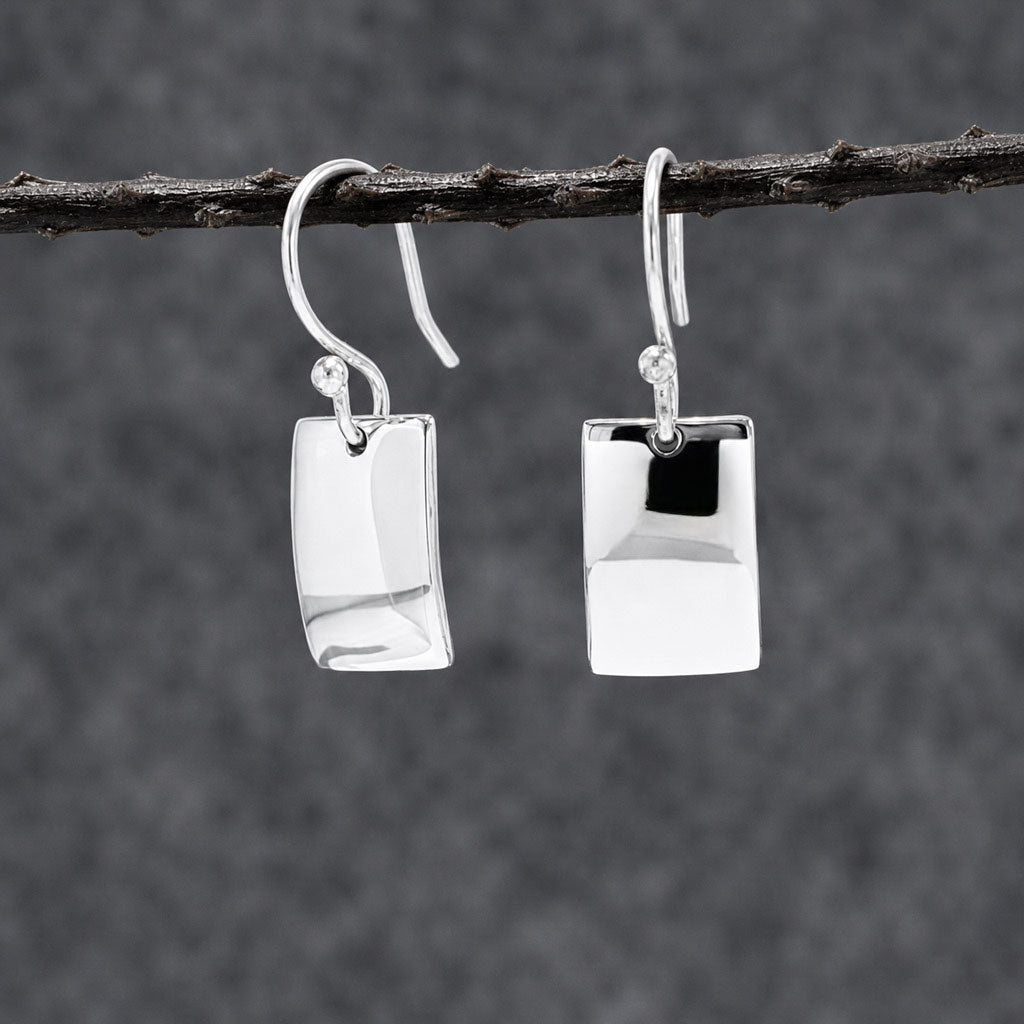 Artemis Small Rectangle Silver Dangle Earrings
