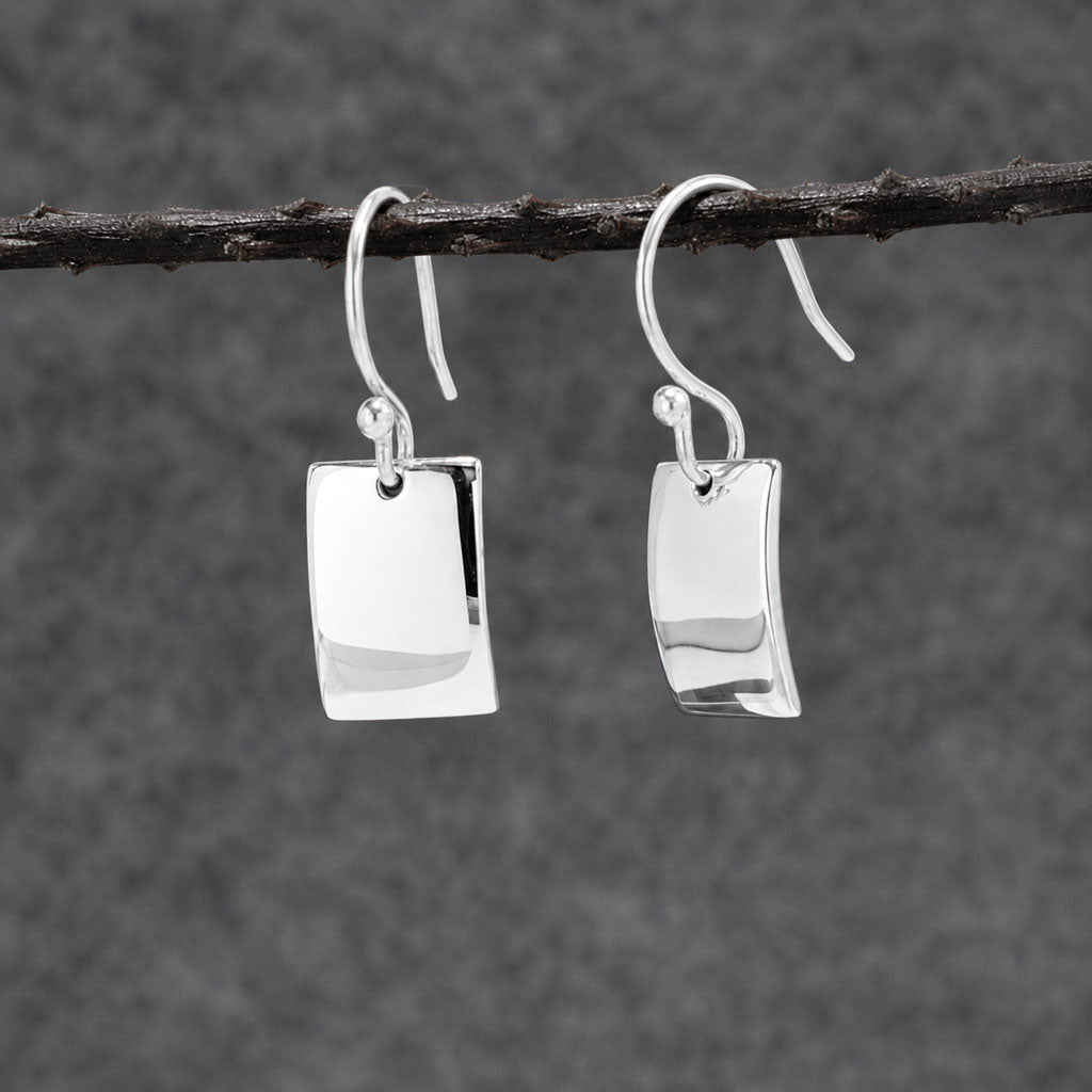 Artemis Small Rectangle Silver Dangle Earrings