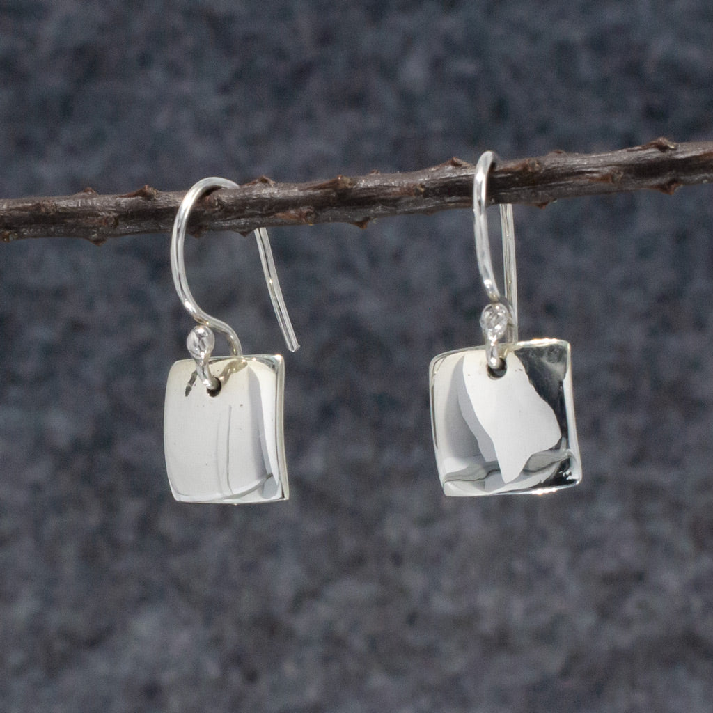 Artemis Small Square Silver Dangle Earrings