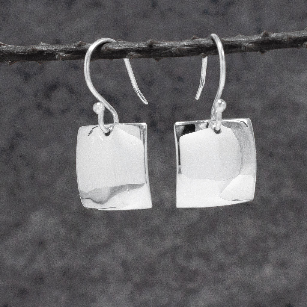Artemis Square Silver Dangle Earrings
