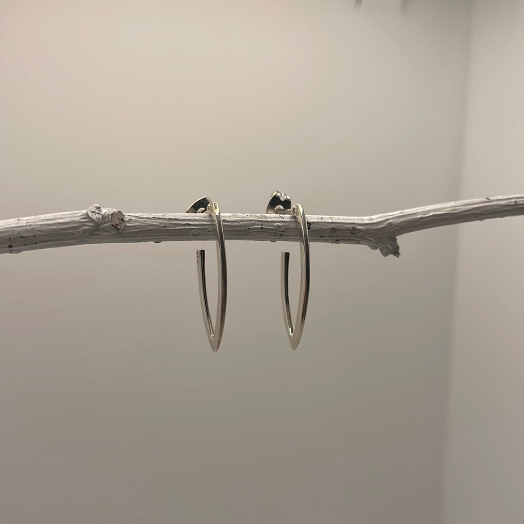 Saha Small Marquise Silver Stud Earrings