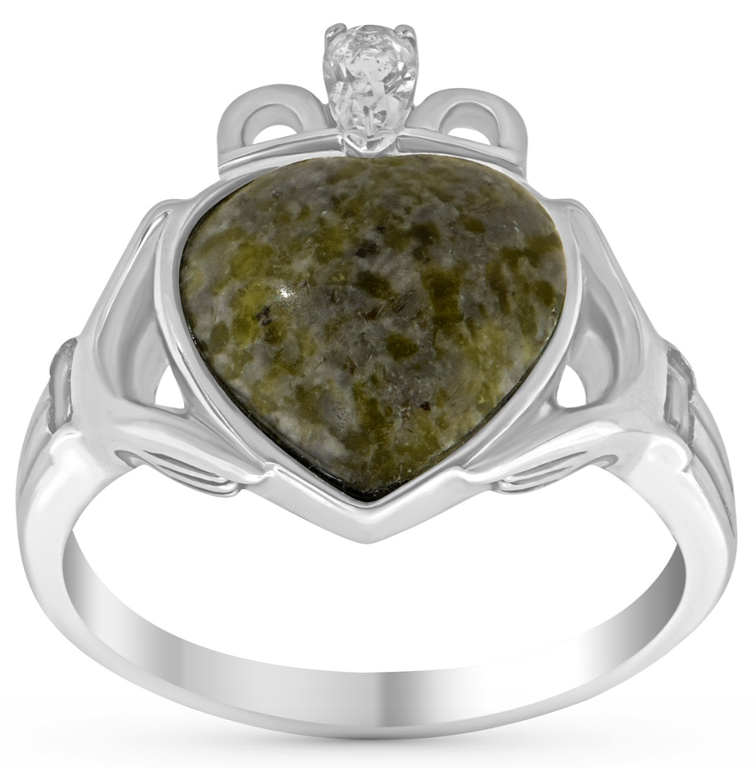 Connemara Marble Claddagh Silver Ring