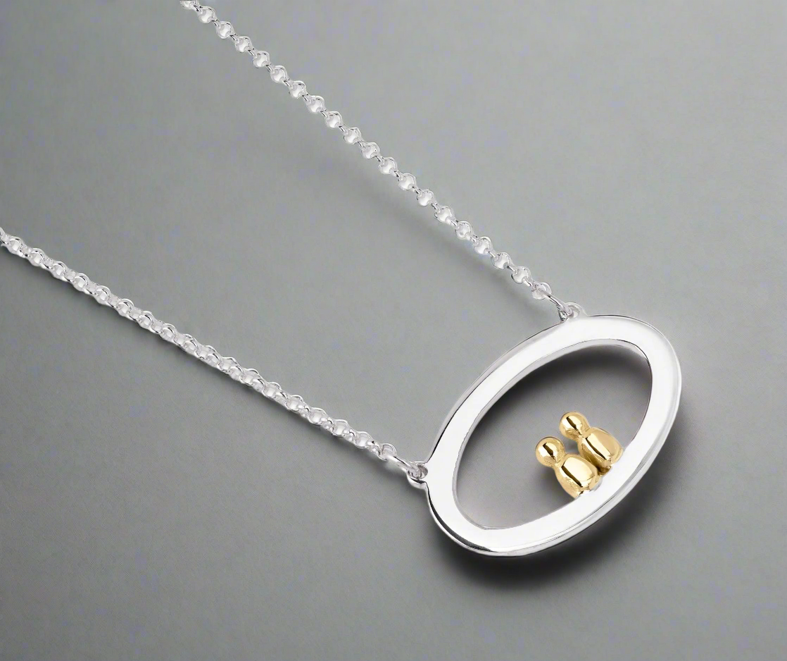 Clan 9ct Gold and Sterling Silver Oval Pendant