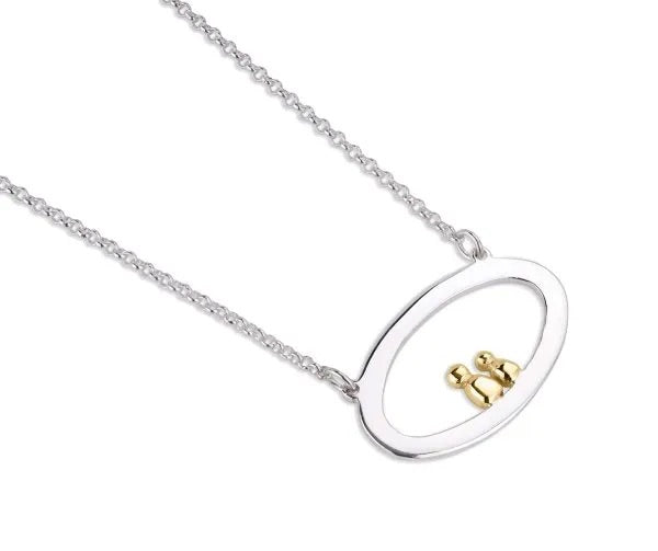 Clan 9ct Gold and Sterling Silver Oval Pendant