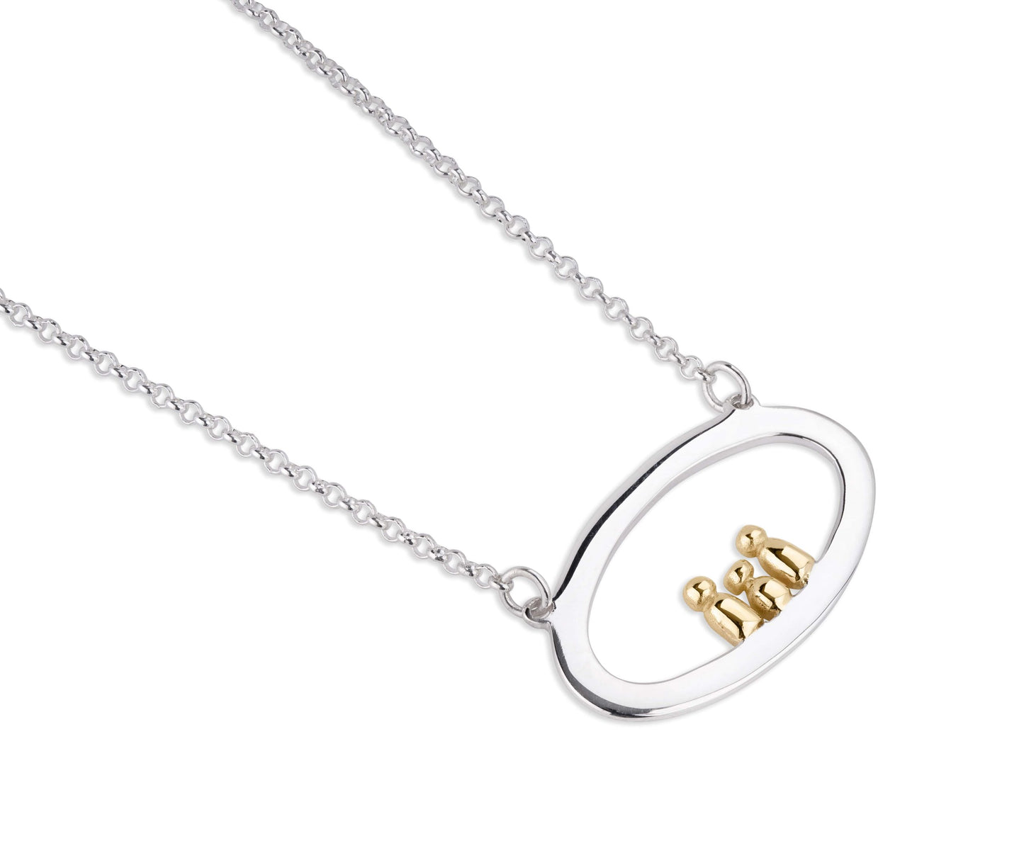 Clan - 9ct Gold and Silver Pendant (2 adults &1 child) - Garrett Mallon Jewellery