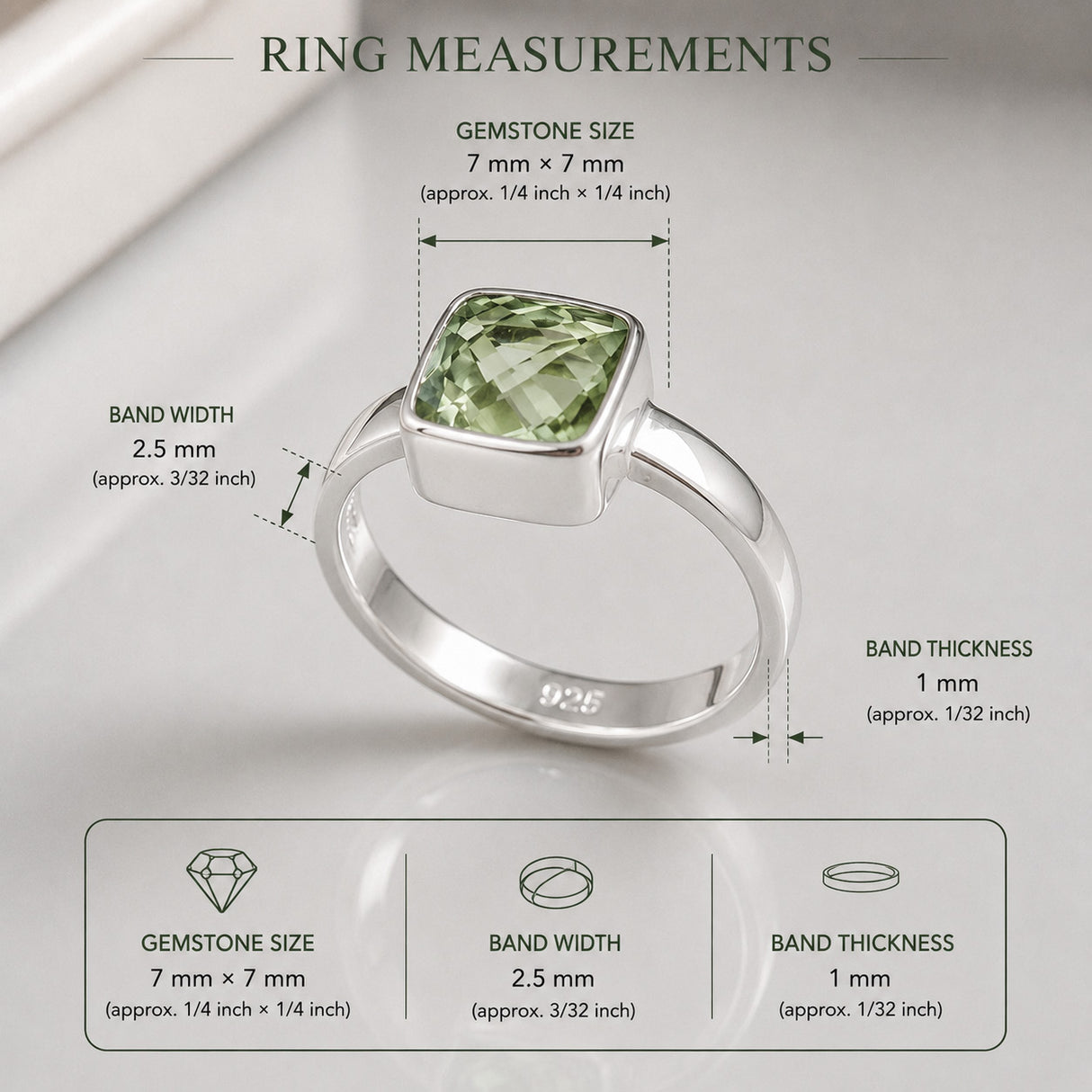 Candy Green Amethyst Faceted Silver Ring