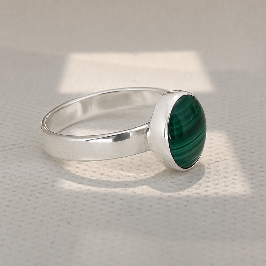 Candy Green Malachite Silver Ring