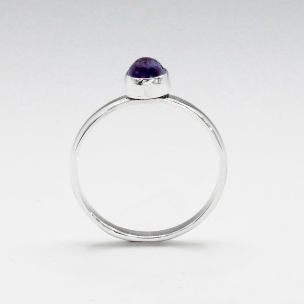 Candy Round Amethyst Cabochon Silver Ring