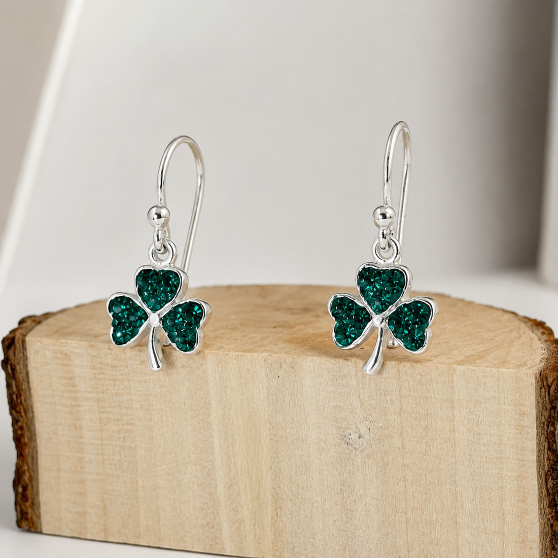 Celtic Shamrock with CZ Silver Dangle Earrings