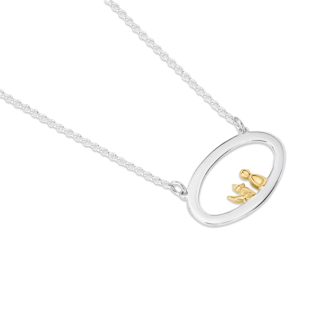 Clan 9K Yellow Gold and Sterling Silver Oval Pendant