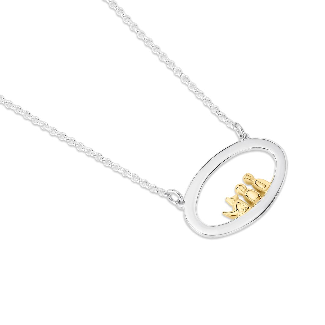 Clan 9K Yellow Gold and Sterling Silver Oval Pendant