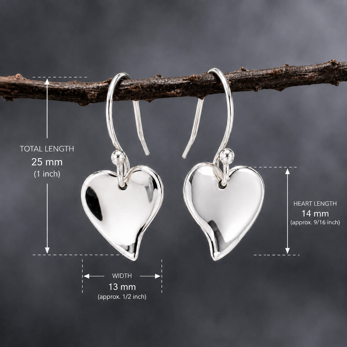 Croí Small Heart Silver Dangle Earrings