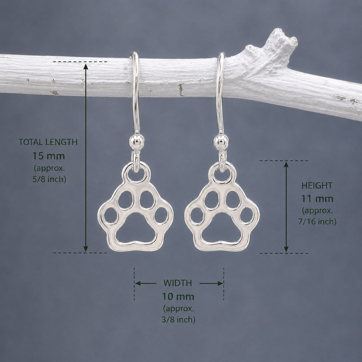 Croí Ted Paw Print Silver Dangle Earrings