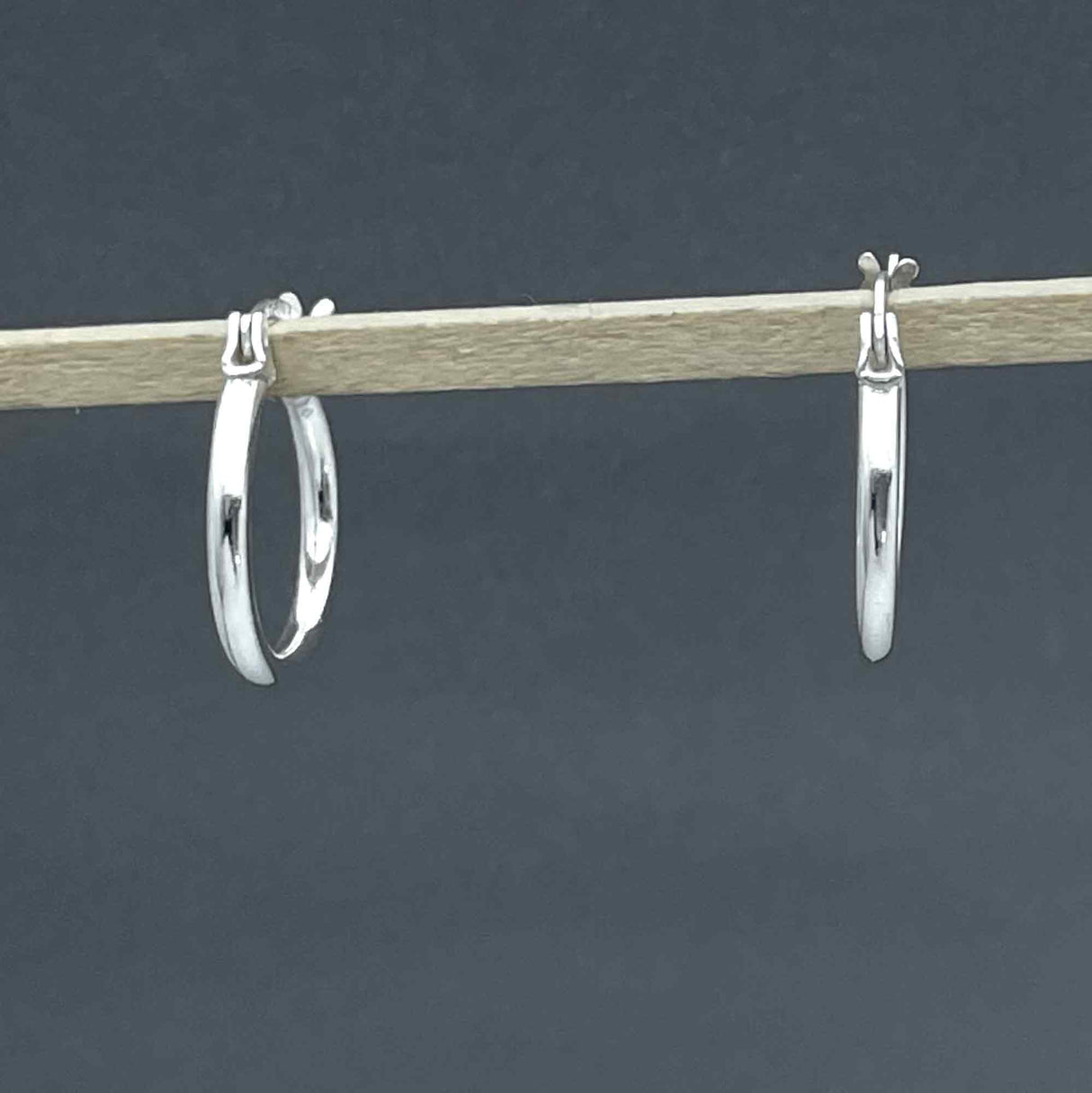 Lupita Petite Plain Tube Hoop with Hinge Clasp Silver Earrings