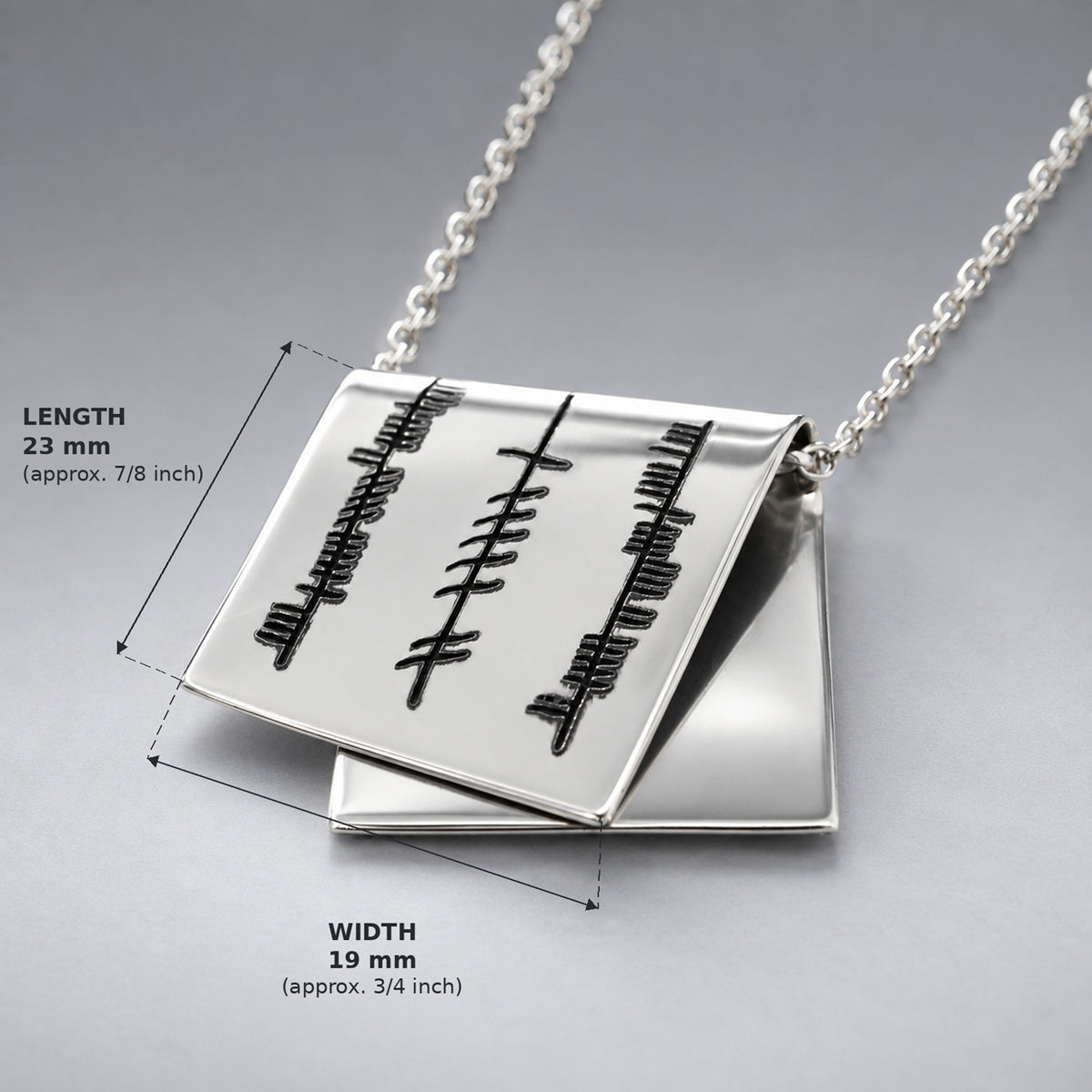Éire Grá, Cairdeas & Dílseacht Ogham Papyrus Silver Pendant