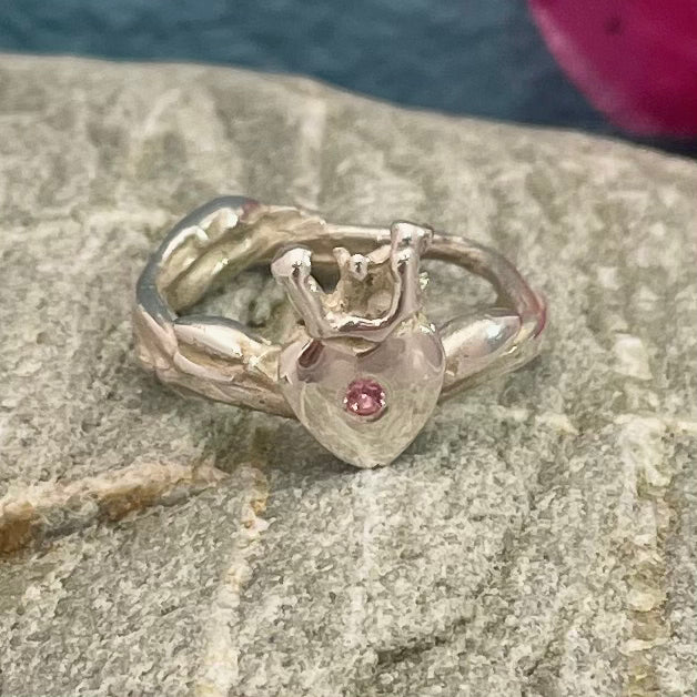 Claddagh Ring Silver with 1mm Pink Tourmaline