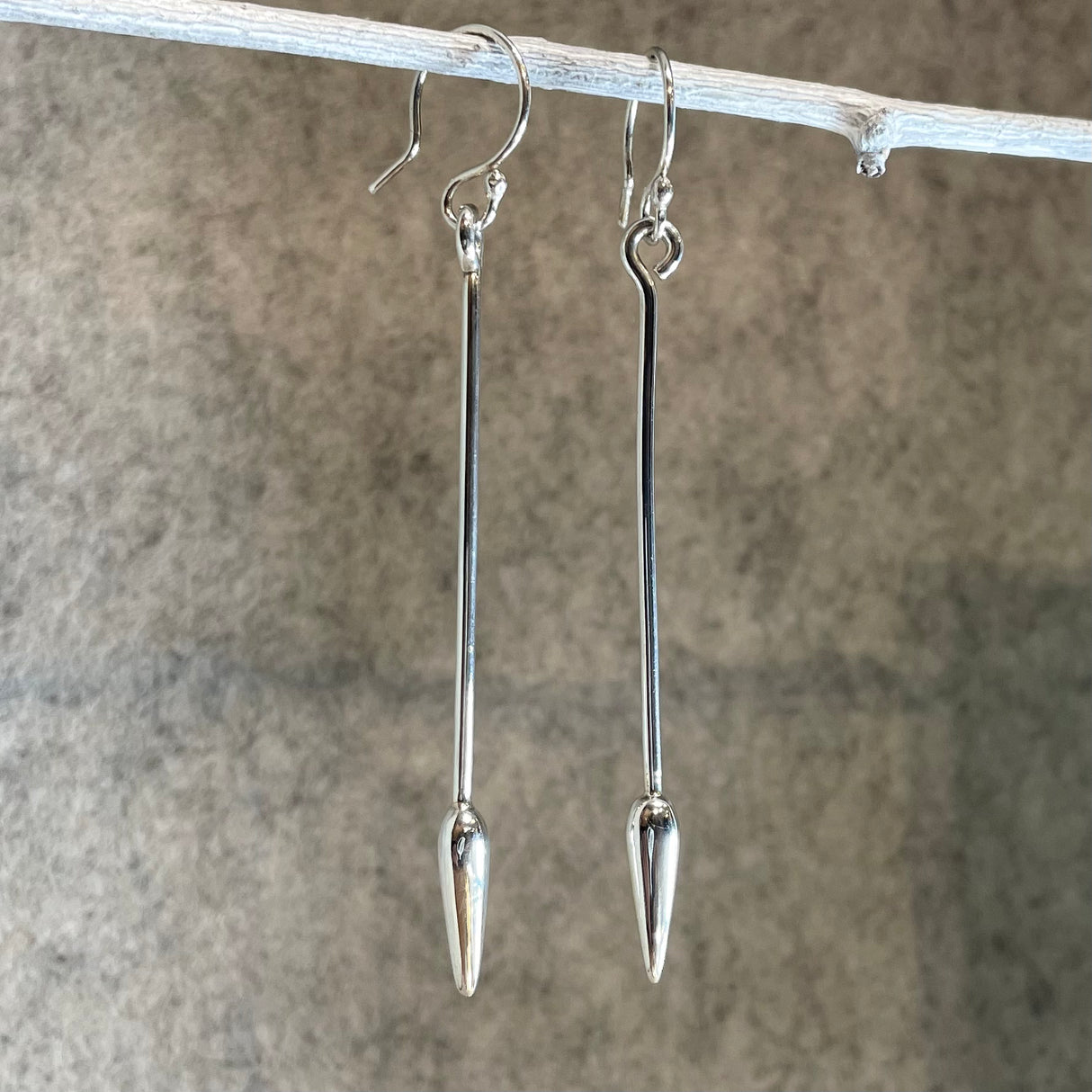 Saha Long Spear Silver Dangle Earrings