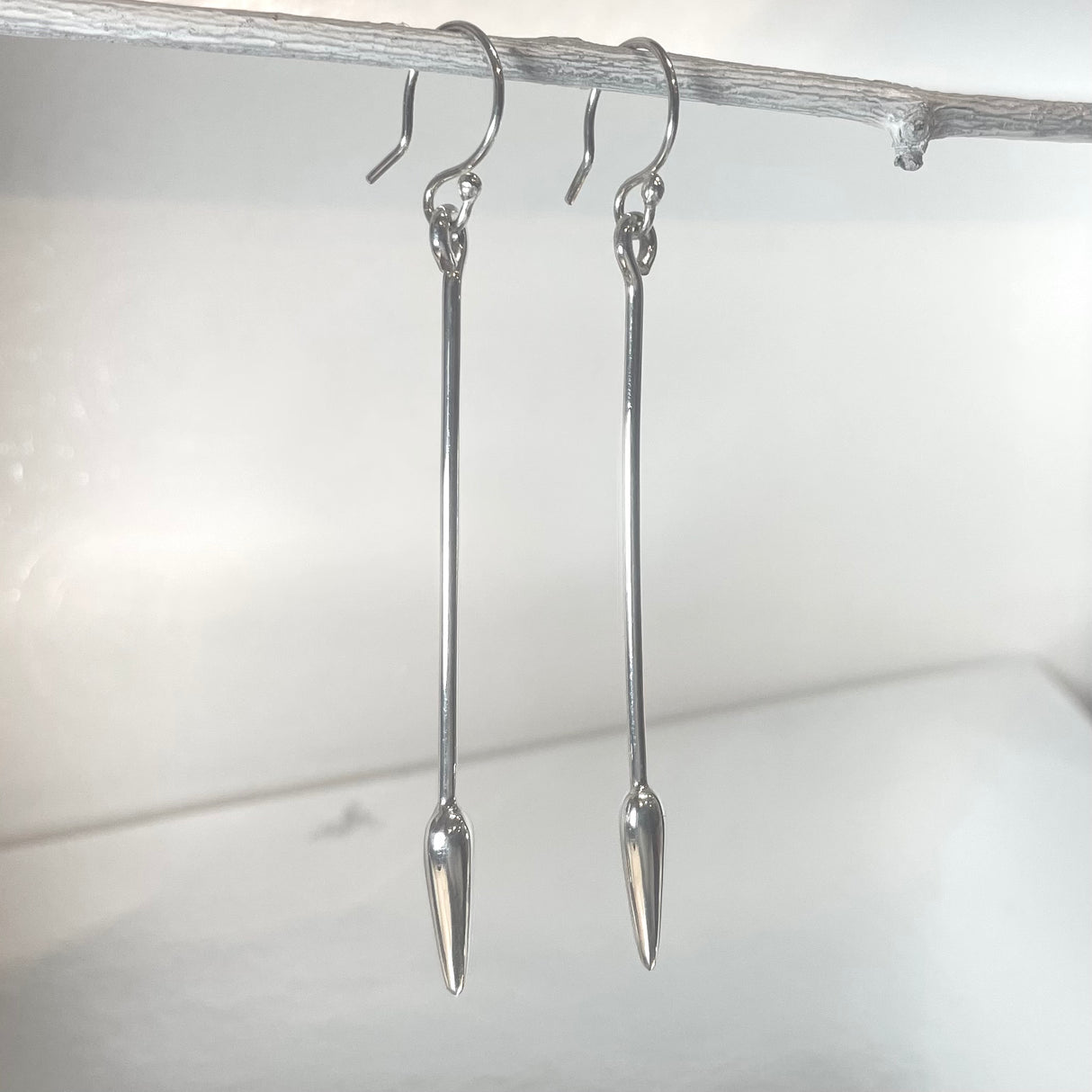 Saha Long Spear Silver Dangle Earrings