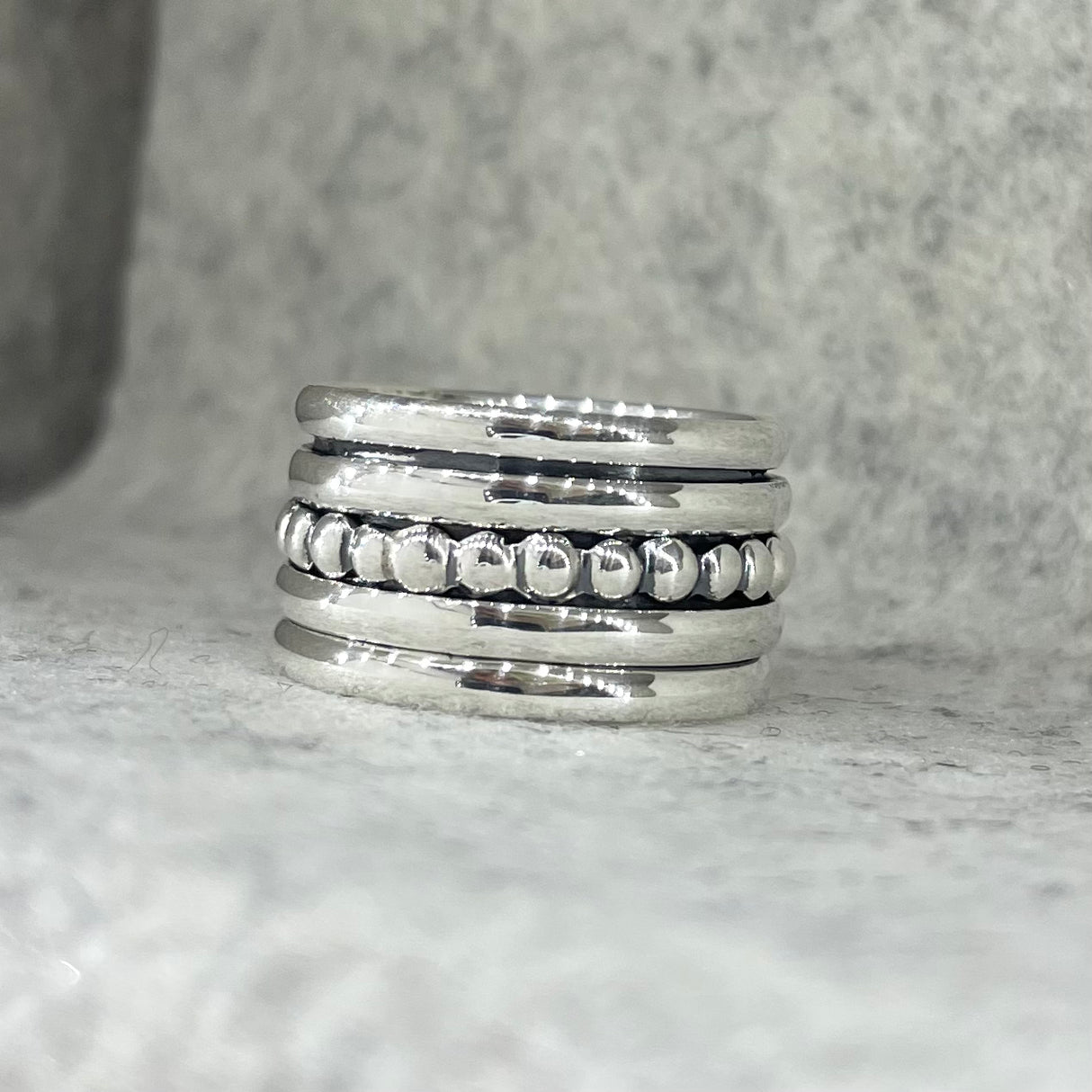 Tara Crown Spinning Silver Wide Ring