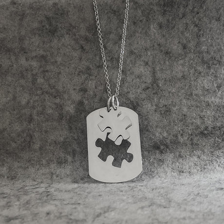 SAHA Jigsaw Puzzle Silver Pendant with Two Pieces