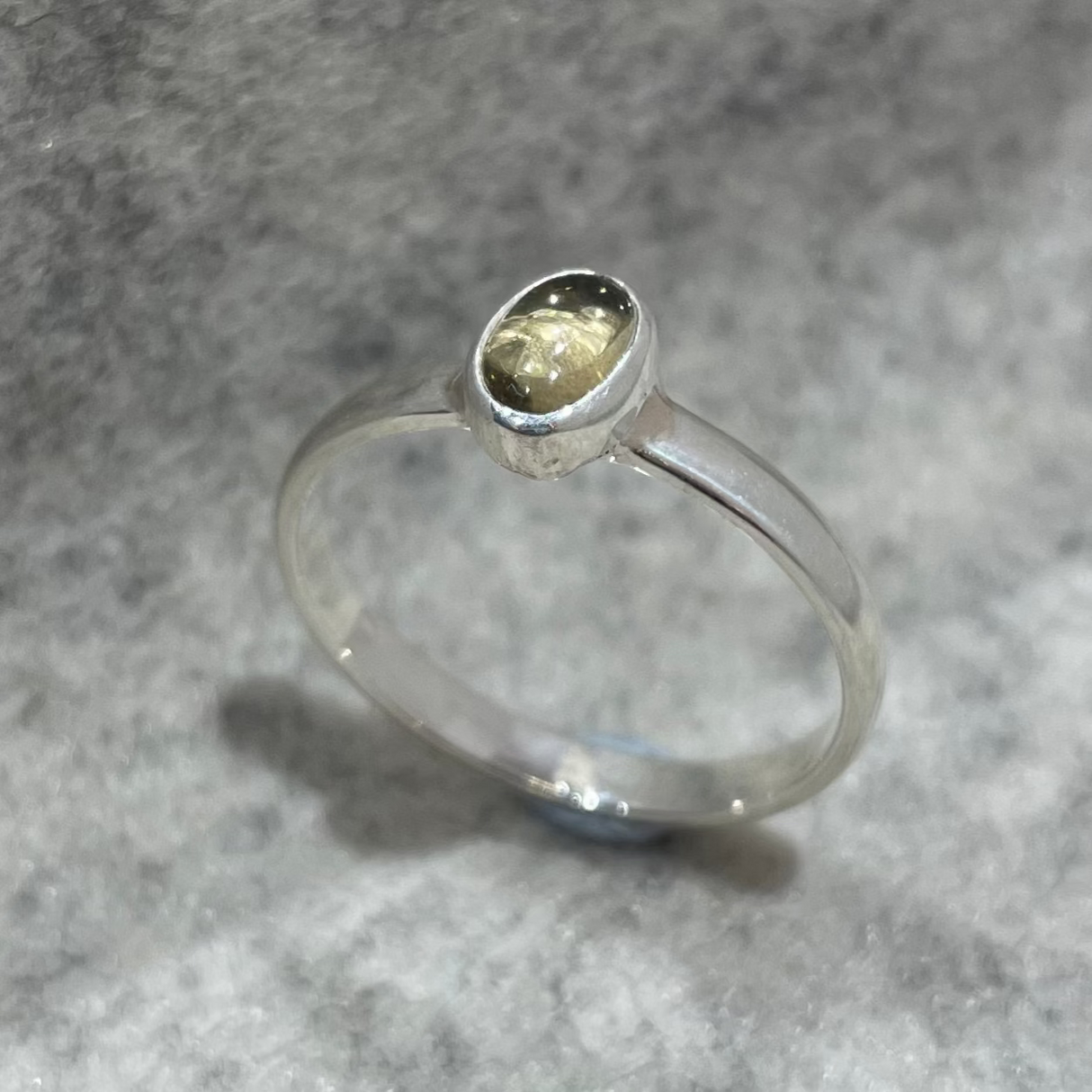 Candy Citrine Oval Cabochon Silver Ring