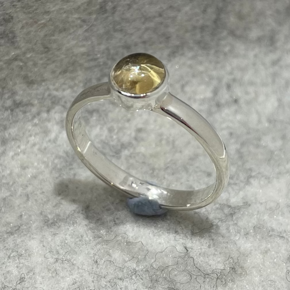 Candy Citrine Round Cabochon Silver Ring