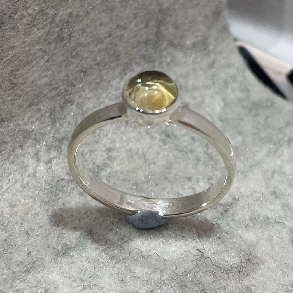 Candy Citrine Round Cabochon Silver Ring