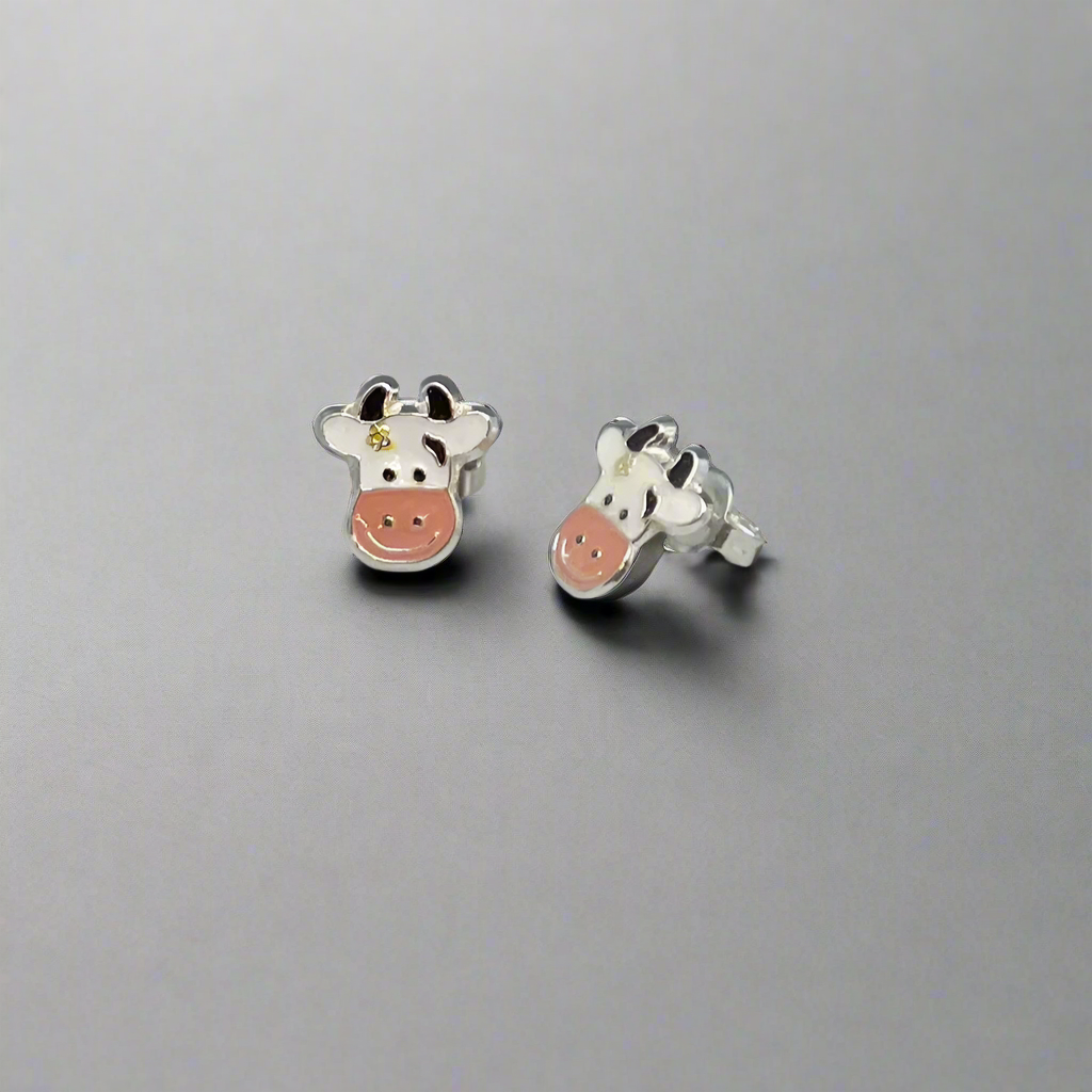 Éire Mini Cow Silver Stud Earrings